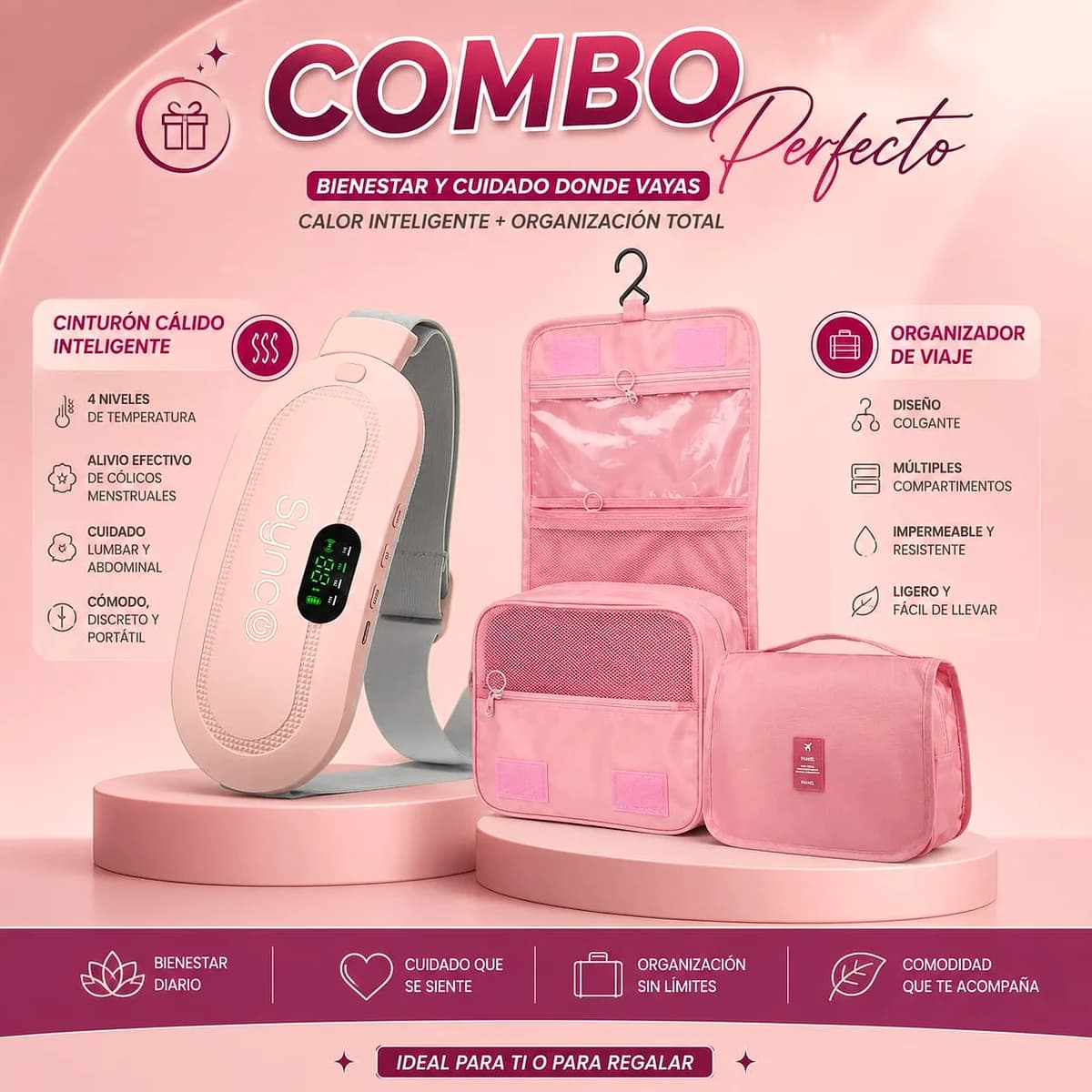 Bolsa de maquillaje y cinturón anti-cólicos