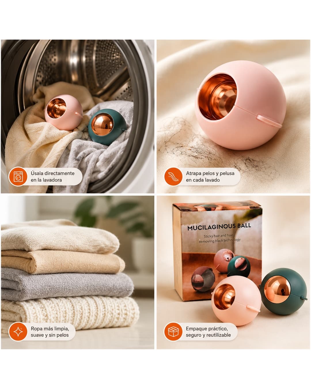 Bola Quita Pelos Lavable para Lavadora