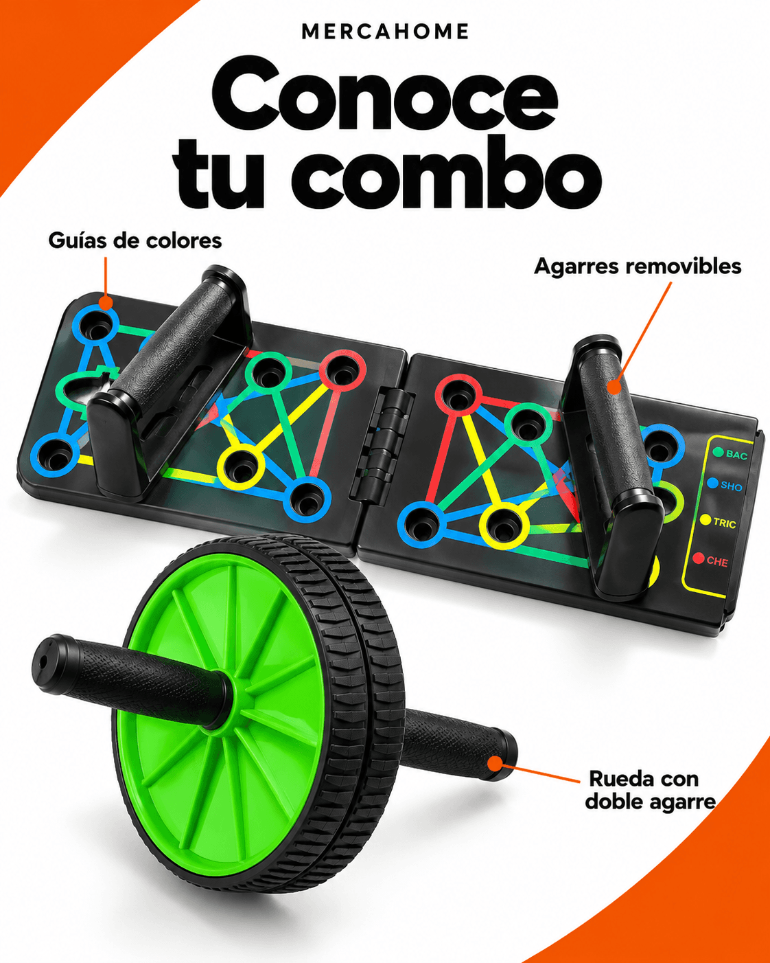 Combo Tabla Push Up + Rueda Abdominal
